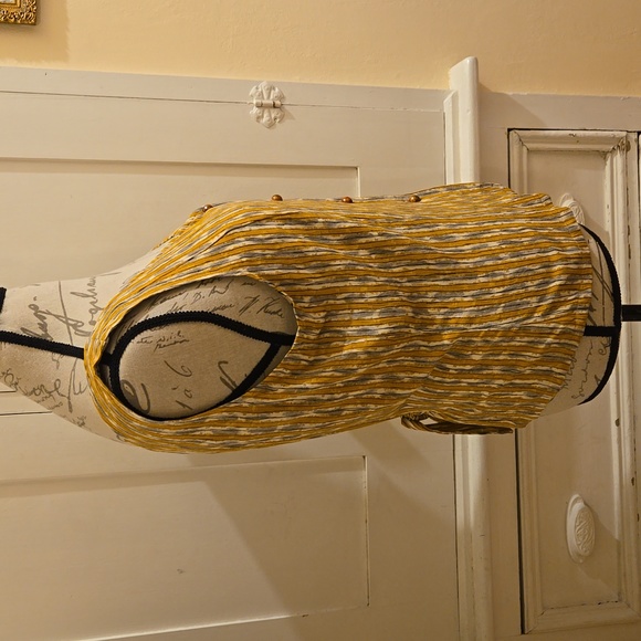 NWT Carole Little mustard striped vest style tank Sz 14 - Picture 2 of 5